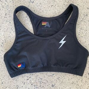 Aviator Nation bolt sports bra, black, size xs-s